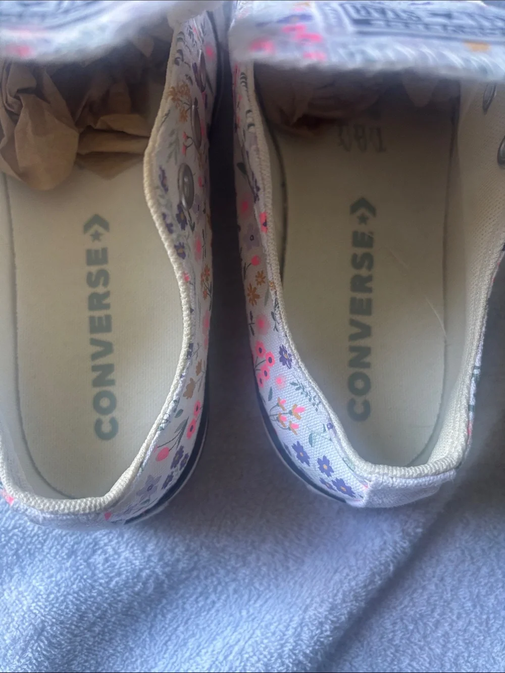 Converse Kids Floral Slip-On Sneakers - White with Pink, Purple & Yellow